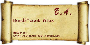 Benácsek Alex névjegykártya